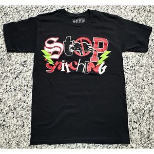 SHHH Brand Men Stop Snitching‎ Graphic T-Shirt Black Size Small